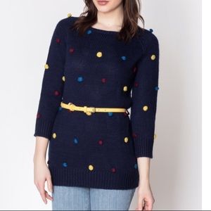 ModCloth Yumi Knitwear Multicolor Pom Pom Sweater